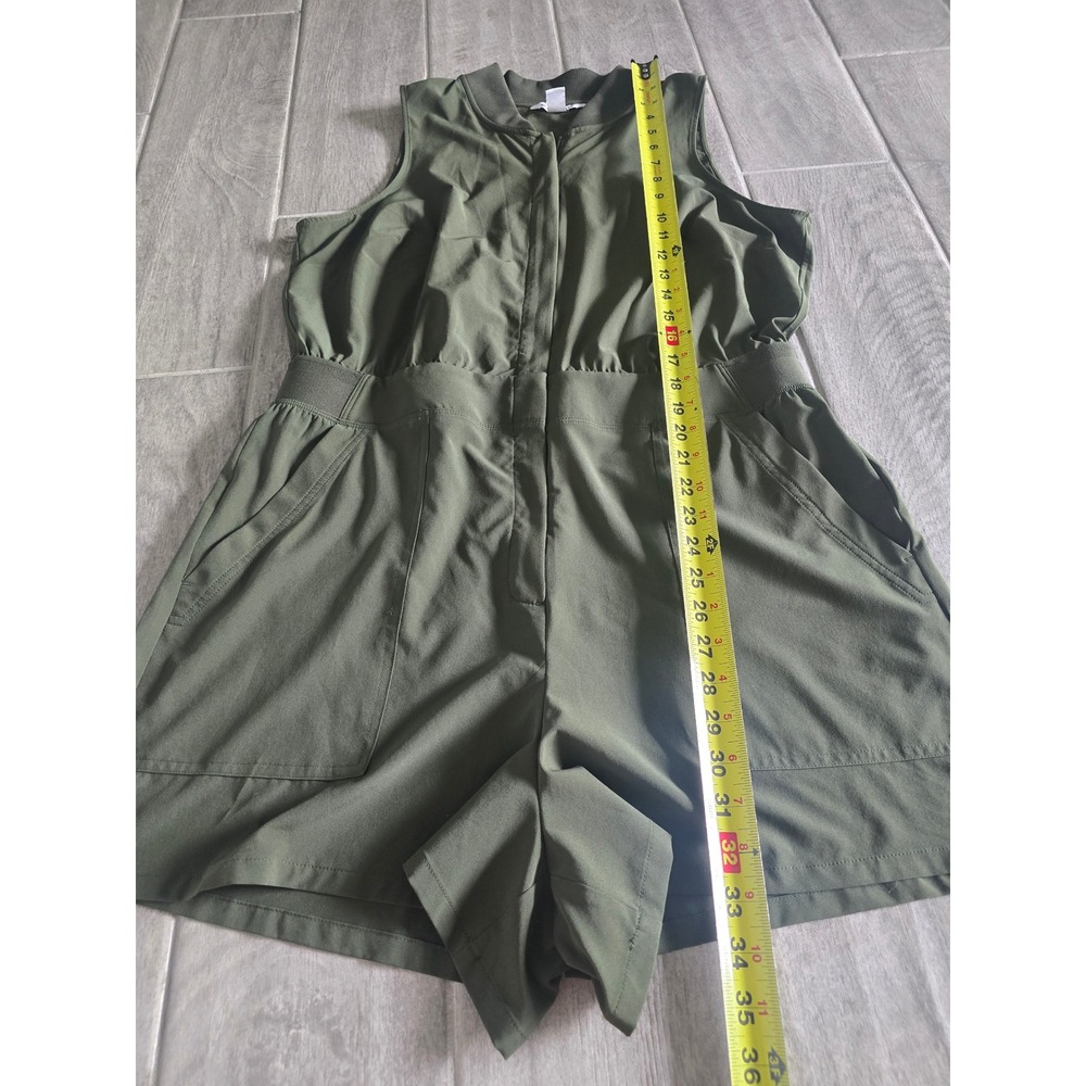 Athleta Womens Brooklyn Utility Romper Aspen Olive Green Sleeveless Zip Front 14 - Picture 3 of 8